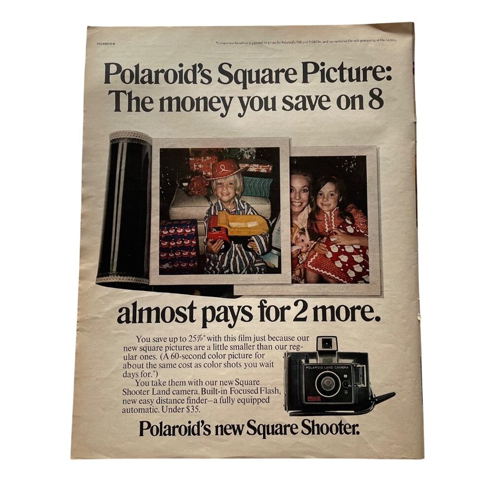1971 Polaroid Christmas Full Page Vintage Print Ad Pictures of Kids Presents u